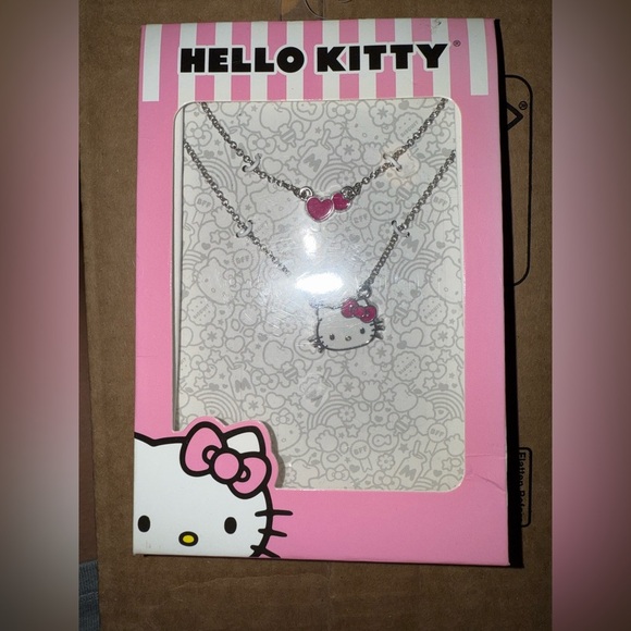 Sanrio Girl's/Tween Hello Kitty Silver-Tone Enamel Hearts Double Necklace - Picture 2 of 4
